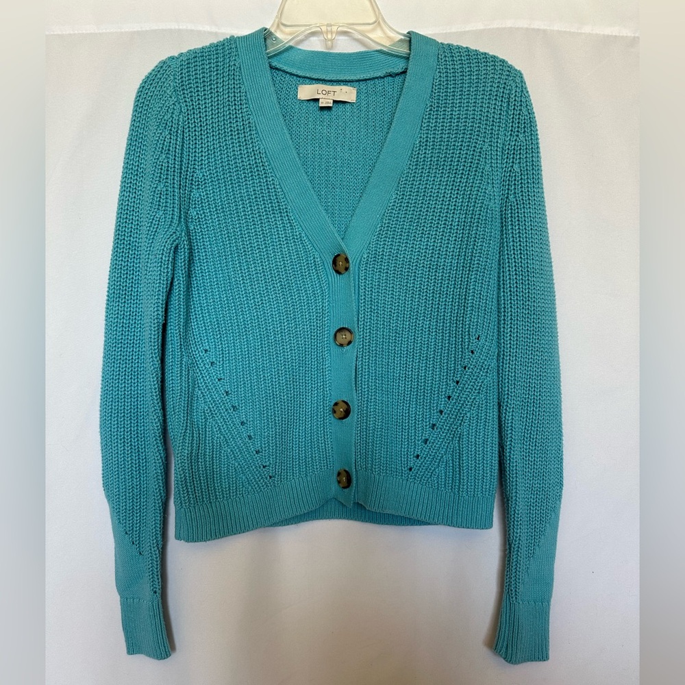 LOFT Women's Teal Button-Up Cardigan Size XS‎